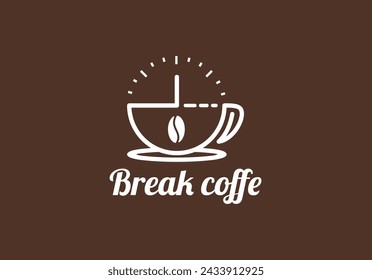 logo of a cup of coffee with a clock symbol