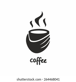 logo cup of coffee in hand
