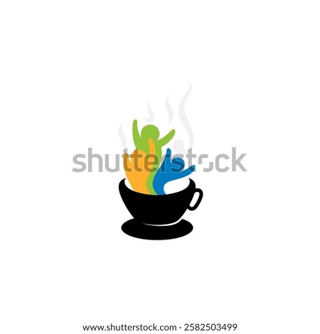 logo of a cup of coffee and icon of a coffee drinker