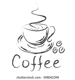 Logo - cup of coffee. Isolated on white