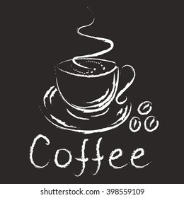 Logo - cup of coffee. Isolated on black