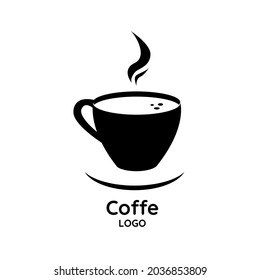 Logo de una taza de café, té en un fondo aislado. Diseño para ícono, pancarta, afiche, postal, café, restaurante. Ilustración vectorial plana