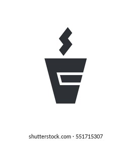 logo with cup of hot coffee. Modern Icon for company brand. Vector Illustration.