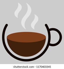 Logo cup of hot coffee. Vector illustration mug of hot coffee with steam. Cup of hot coffee with steam.