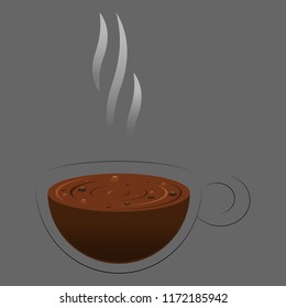 Logo cup of hot coffee. Vector illustration mug of hot coffee with steam. Cup of hot coffee with steam.