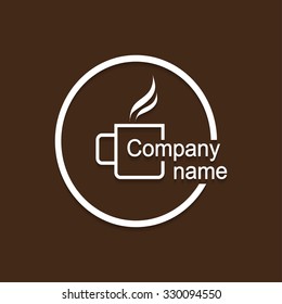 Logo cup of hot drink  with shadow