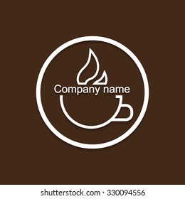 Logo cup of hot drink  with shadow