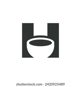 Logo cup inside letter H design template element with blank background