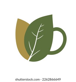 Logo cup made from tea leaves. vector illustration eps10.