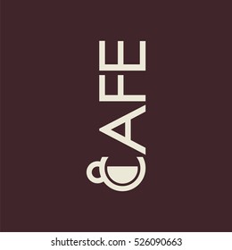 logo with cup and text cafe. Modern Icon for company brand. Vector Illustration.