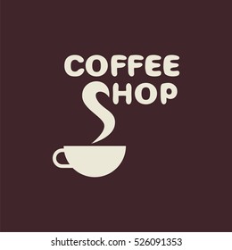 logo with cup and text cafe. Modern Icon for company brand. Vector Illustration.