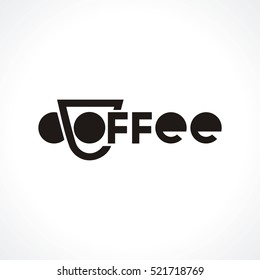 logo with cup and text coffee. Modern Icon for company brand. Vector Illustration.