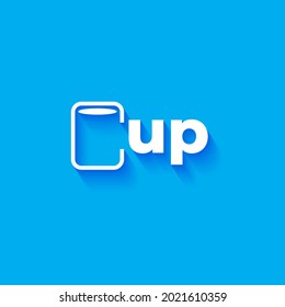 Logo of a Cup vector icon Text logo, Simple and clean, flat design, Suitable for communication company or service