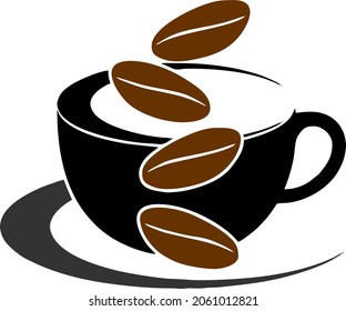 Logo A cup of warm coffee on a white background. Vector illustration