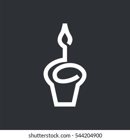 logo cupcake with candle. Logo for bakery shop. Vector illustration