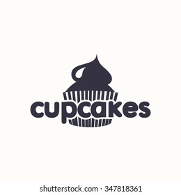 logo cupcake. Vector design logo. Logo for bakery shop. Vector illustration