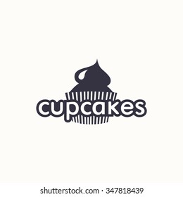 logo cupcake. Vector design logo. Logo for bakery shop. Vector illustration