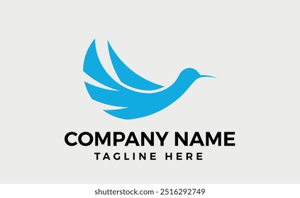 The logo curved wings, elegance, and agility. The bird is depicted in mid-flight, with its wings spread wide, Editable vector illustration.