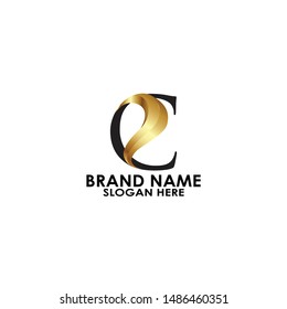 logo custome letter c with shape gold luxury template logo