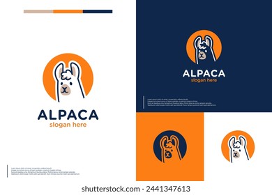 logo cute alpaca , cartoon style , logo design vector.