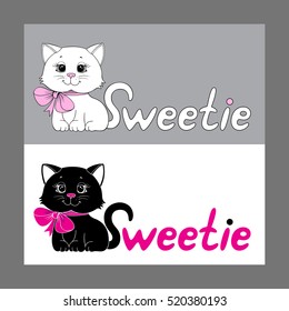 Logo with a cute cartoon cat and text