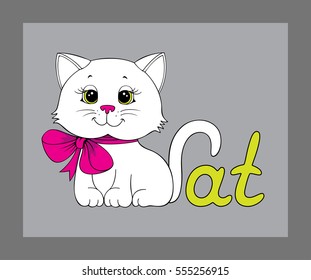 Logo with a cute cartoon kitten and text. Logo variation.