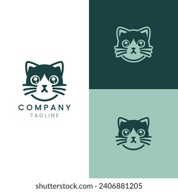 Logo cute cat mono simple and professional