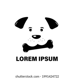 Logo of cute dog with bone. vector illustration.