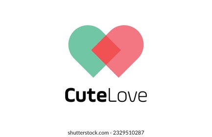 Logo cute love feel heart and romantic concept