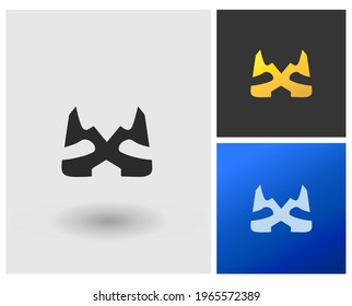 Logo cute rabbit head monogram letter X shape, creative modern app button template