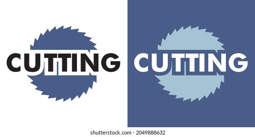 Logoschneiden. Buchstaben auf dem Hintergrund einer Kreissäge