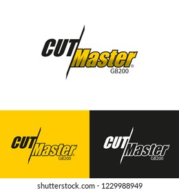 Logo for cutting machine, chopper, crusher, shaver or industrial company. Editable vector design.