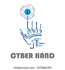 Logo for cyber hands, vector art illustration.