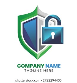 Logo for a Cybersecurity Business, shield and lock mark, high contrast colors, trusted and focused ready to use