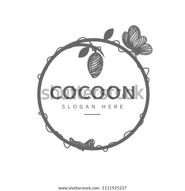 \
logo with the cycle of a worm\
cocoon color earth butterfly with branches in the shape of a\
circle
