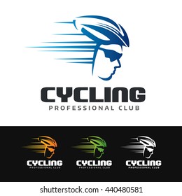 Logo of a cyclist with helmet and sunglasses. This logo is suitable for many purpose as cycling club, cycling events, cycling equipment, competition cyclist and more.