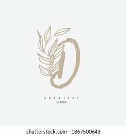 logo d gold color with blend of leaves. luxury and elegant logo