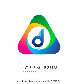 logo D letter, colorful icon in the triangle shape, Vector design template elements for your application or company identity.