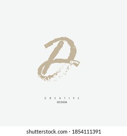 logo D made with brush, elegant and unique logo in gold color
