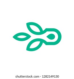 logo D  technology IT D green leaves