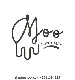 Logo for dairy farm in black color in one line style