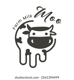 Logo for a dairy farm in black color with a silhouette of a cow