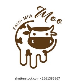 A logo for a dairy farm in cinnamon color with a cow