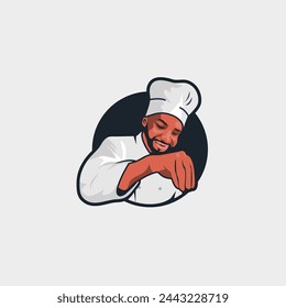 logo of a dark skinned African chef pouring secret spices to create a delicious dish