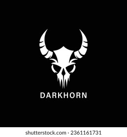 el logotipo para darkhorn, en el estilo de arte vector simplista, motivos de cráneo