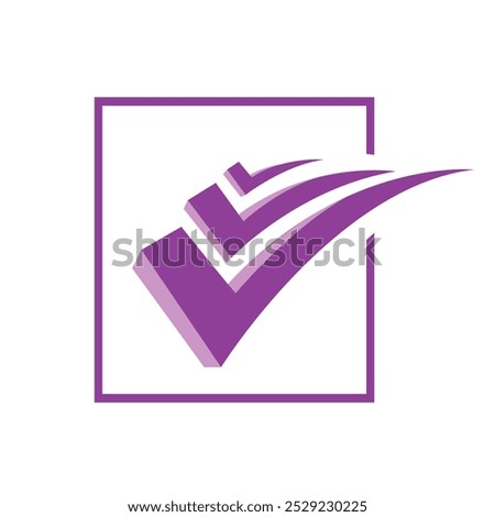 logo for data statistic quotioner check mark V Yes true good in square symbol design graphic 
