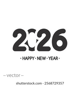 logo date for calendar, 2026 happy new year icon, christmas design, flat vector illustration