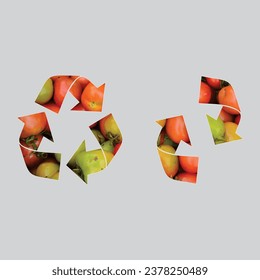 Logo daur ulang dengan latar belakang buah buahan