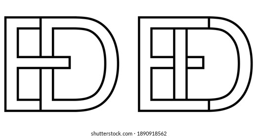 Logo de and ed icon sign two interlaced letters D e, vector logo de ed first capital letters pattern alphabet d e