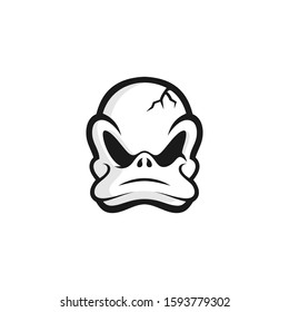 Logo of a dead duck head with a crack